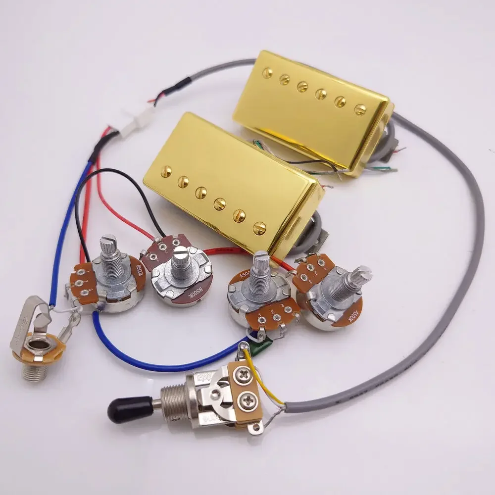 

Alnico 2 Guitar Humbucker Pickup Gold BB1&BB2 Series PAF N/B with 4C Wiring Harness for LP Electric Guitar Replacement Parts