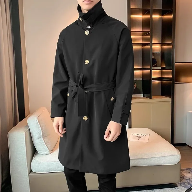 LIBIELIY Spring Autumn Loose Trench Men Korean Style Fashion Turn Down Collar Business Casual Windbreaker Male Youthful Long Out