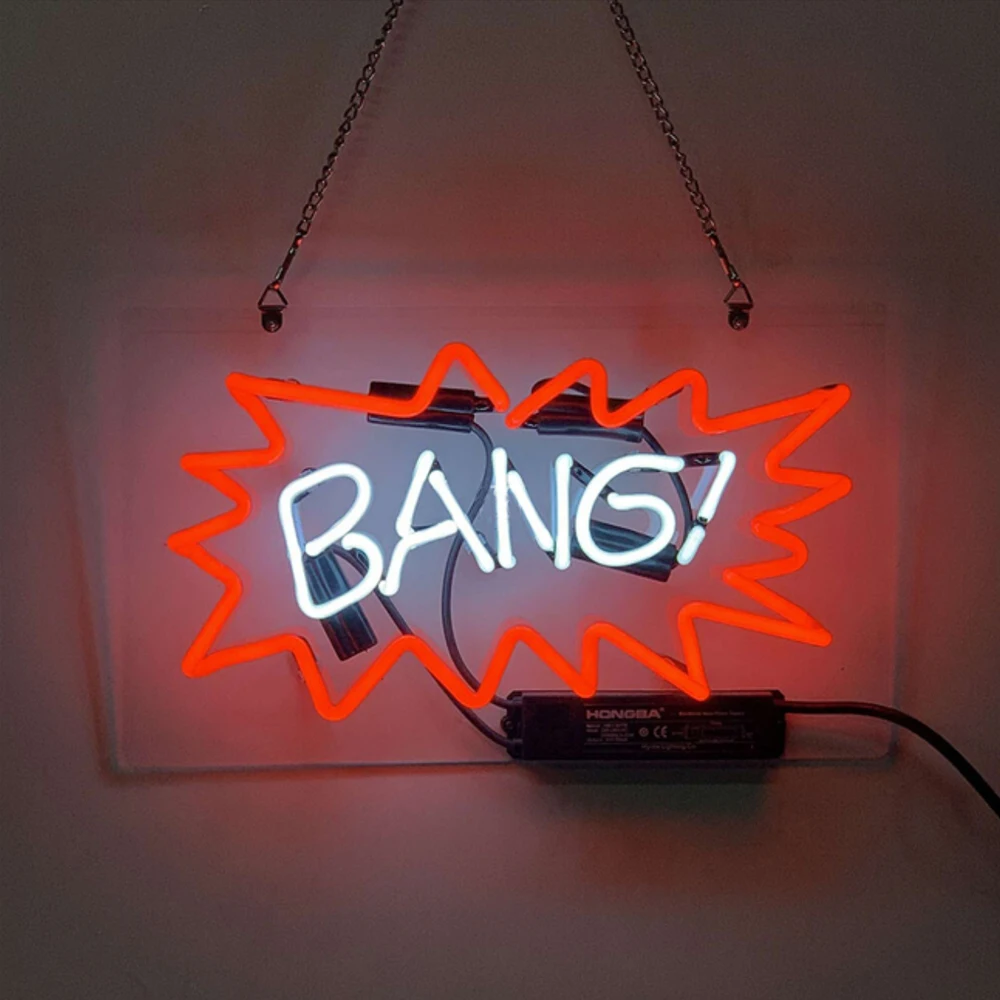 

Неоновая вывеска Bang Rumble Explosion на заказ, ручная работа, настоящая стеклянная трубка, бар, магазин, украшение для ресторана, комнаты, лампа для дисплея 19 "X 15"