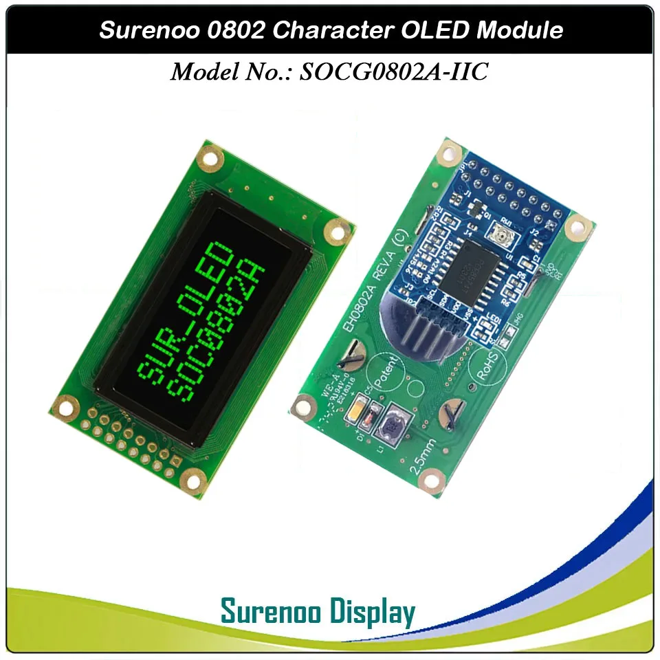 Real OLED Display, 0802 Parallel OLED Compatible 802 8*2 Character LCD Module Display LCM Screen build-in WS0010, Support SPI