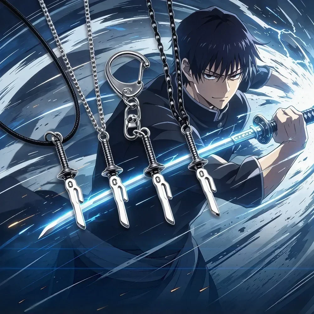 Anime Jujutsu Kaisen Fushiguro Toji Inverted Spear of Heaven Pendant Keychain Necklace Cosplay Alloy Jewelry Fan Present