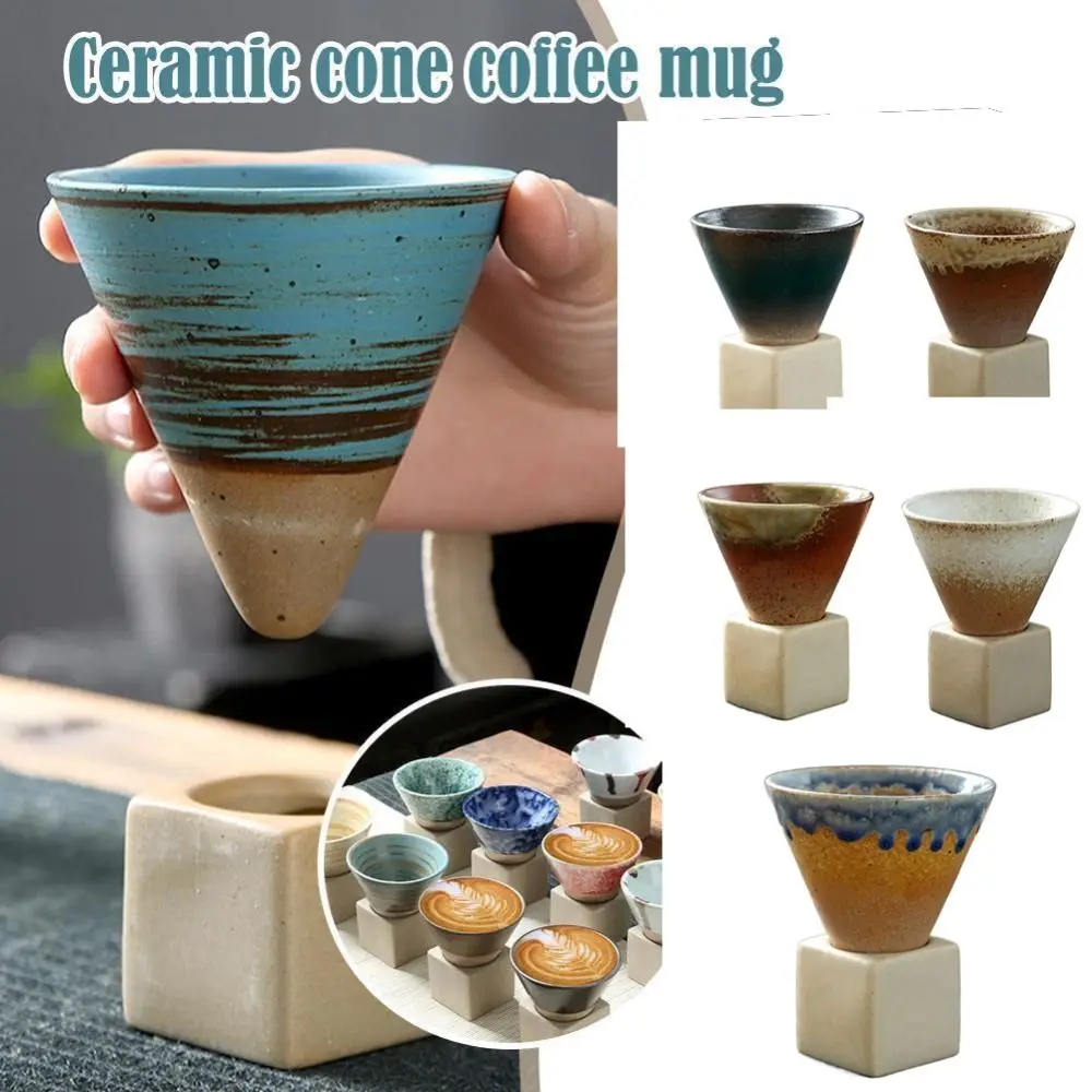 

Retro Ceramic Coffee Cup Exquisite Pull Flowe With Base Mug Coarse Ceramic Porcelain Cup Home