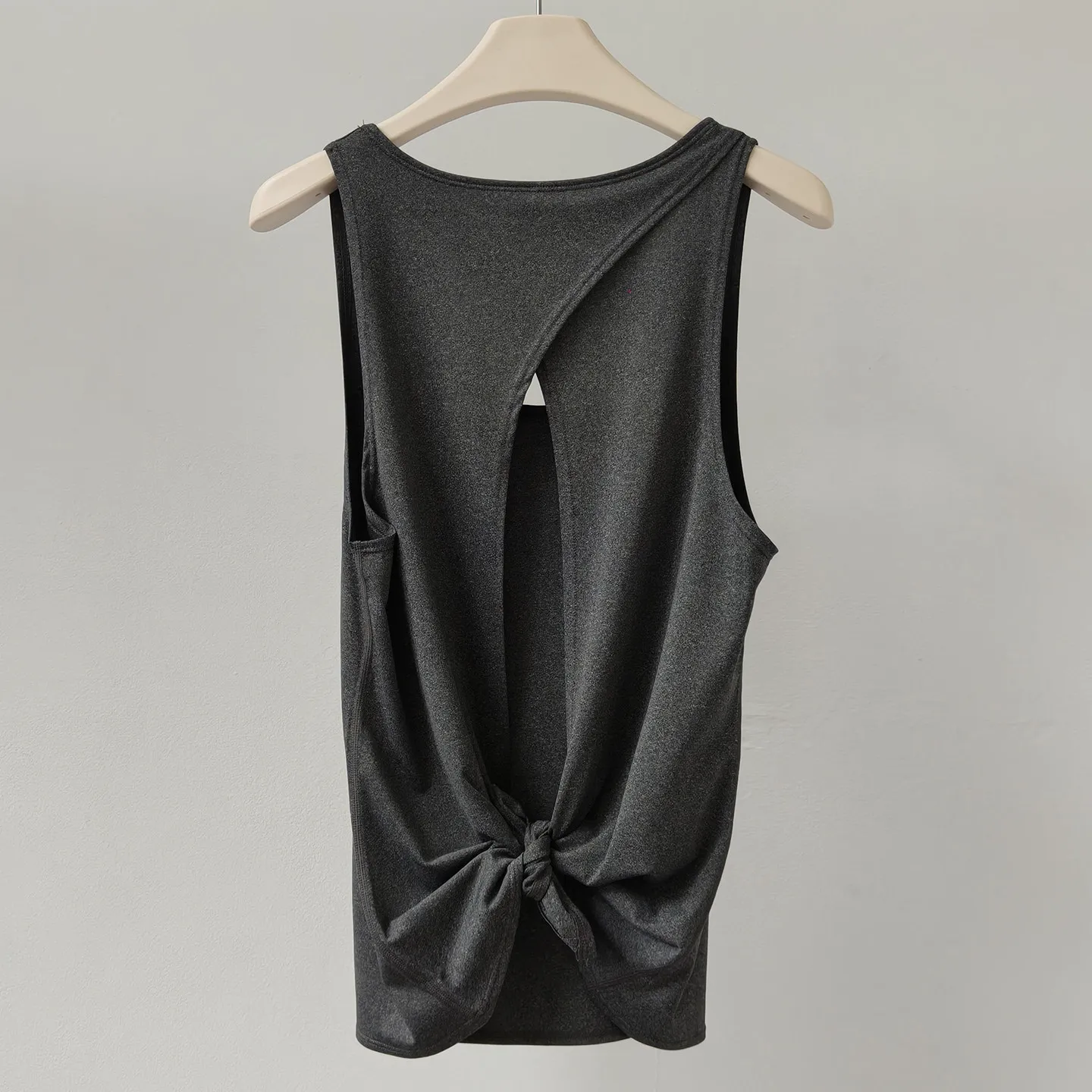 Women's Summer Slim Fit Quick-Drying Sleeveless Racer Vest Loose Fitness Clothes Casual Yoga Cover-Up Tied Running Aerobics Top