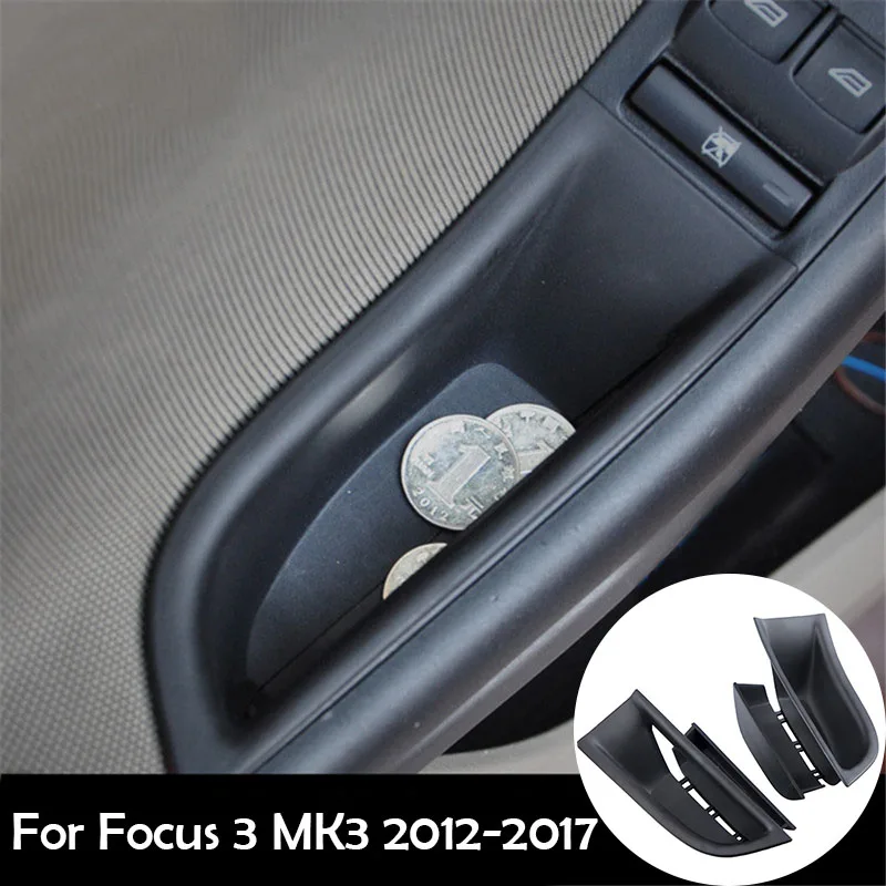 For Ford Focus 3 MK3 2012-2017 Car Accessories 2pc Front Rear Door Handle Storage Box Door Armrest Pallet Container Stowing Tray