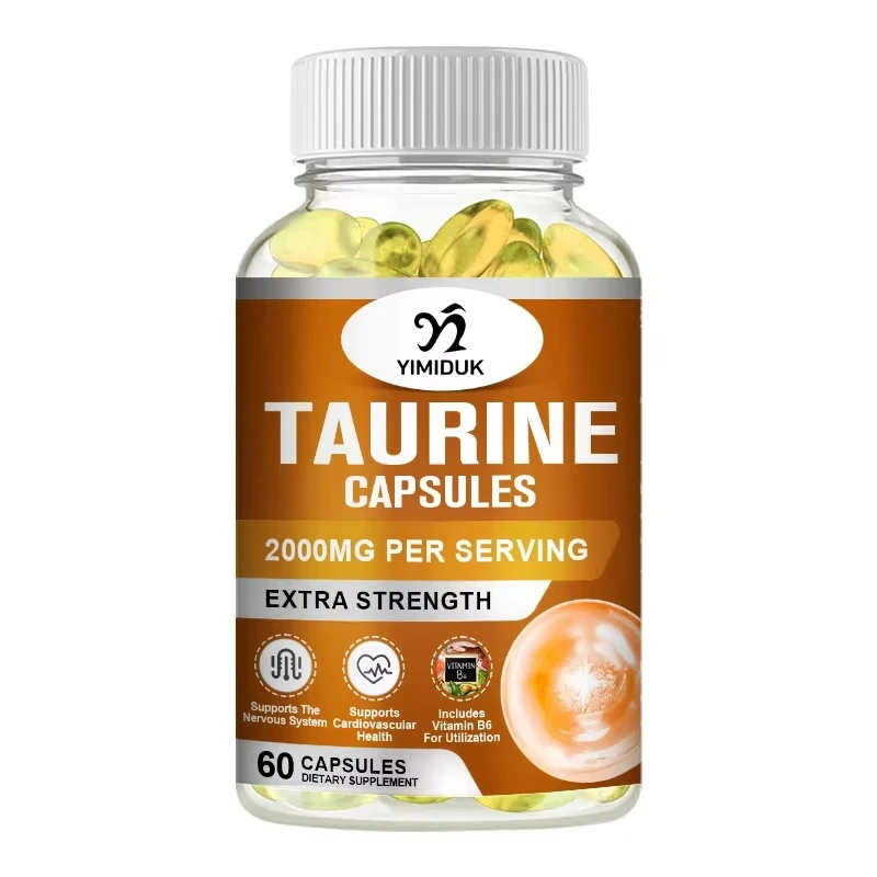 

Taurine Capsules 2000mg Supplement, Amino Acids for Double Strength, Nervous System Health Re-Development, Taurine Pills