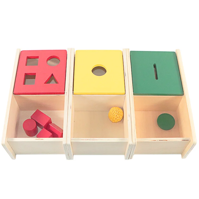 

Montessori Imbucare Box W/ Lid Wooden Baby Toys Hand-Eye Coordination Trainning Resources Early Childhood Education Game for Kid