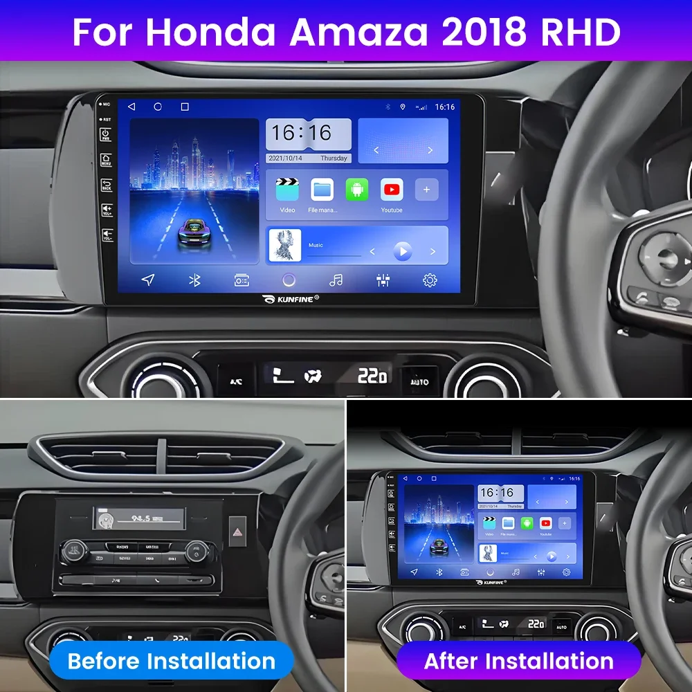 Android Car Radio For Honda Amaza 2018 RHD Car Stereo 2Din Octa Core GPS Navigation Player IPS Screen Carplay Android Auto