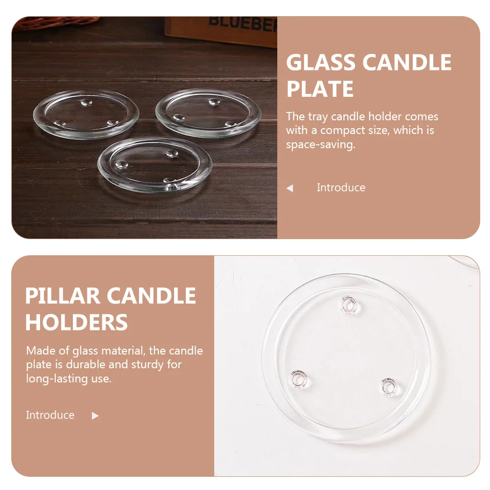 

5 Pcs Holder Candles Holders Round Decorative Tray Glass Plate for Transparent Coasters