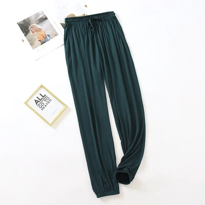 Pantalones japoneses de nuevo estilo para el hogar para mujer, pantalones finos de modal holgados de talla grande de color sólido para primavera y