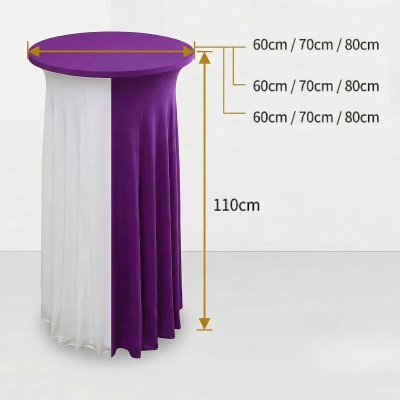 Round Spandex Cocktail Tablecloths with Skirt Table Cover Stretch Tablecloth Skirt For Table Bar Wedding Parties Banquet Decor