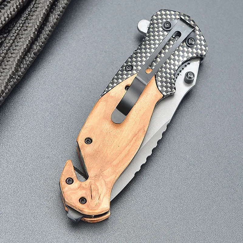 Outdoor folding knife, portable EDC pocket knife, stainless steel sharp fruit knife, multi-purpose hiking, camping, BBQ