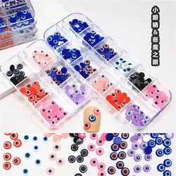 6Grid Colorful Mini Evil Eyes Nail Art Resin Charms 6mm Blue Nail Punk Flat Decorations Kawaii Manicure Accessories DIY Supplies
