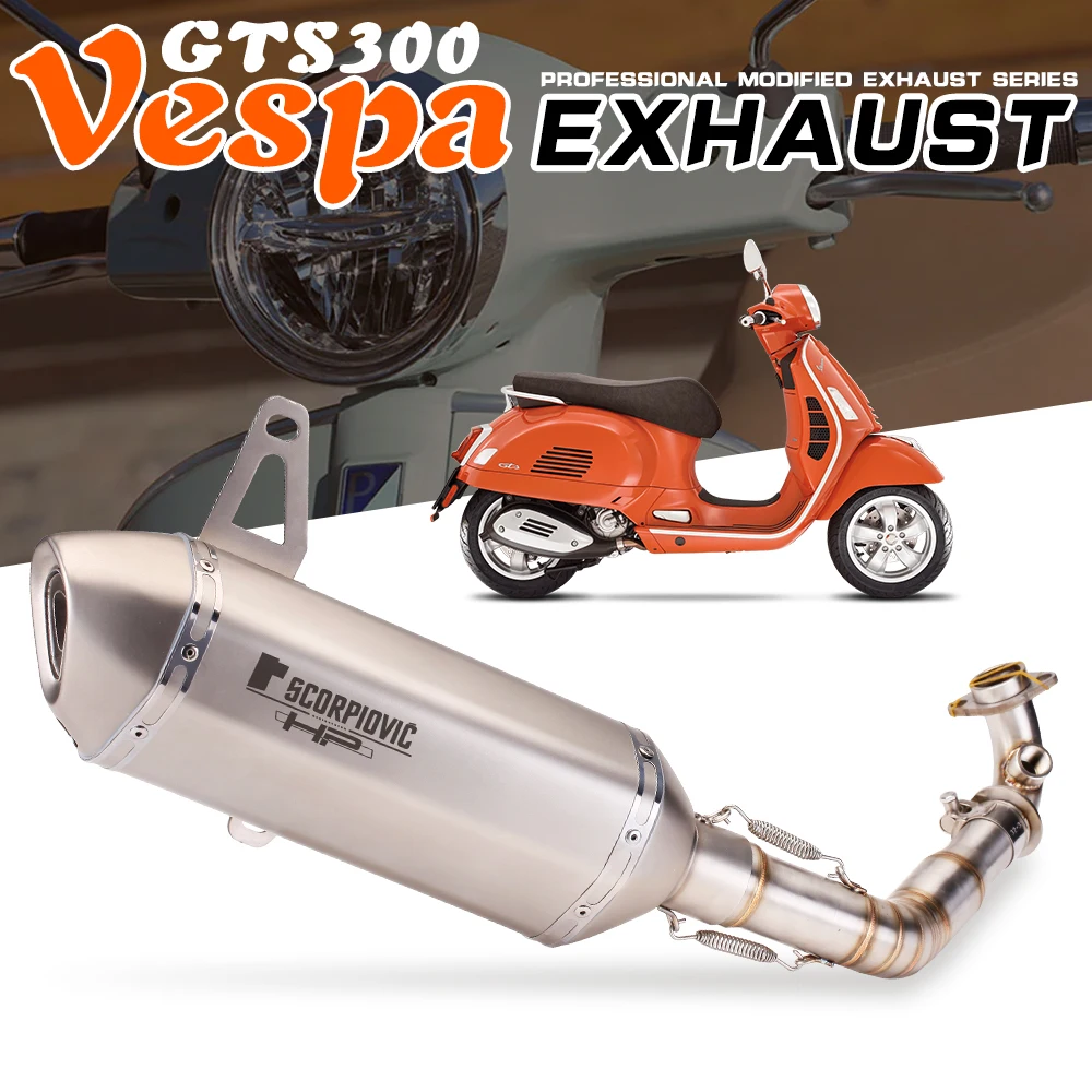 For Vespa GTS 300 2008-2021 Exhaust Short Link Pipe And Multi-Welded Middle Tail Section Set Accessories