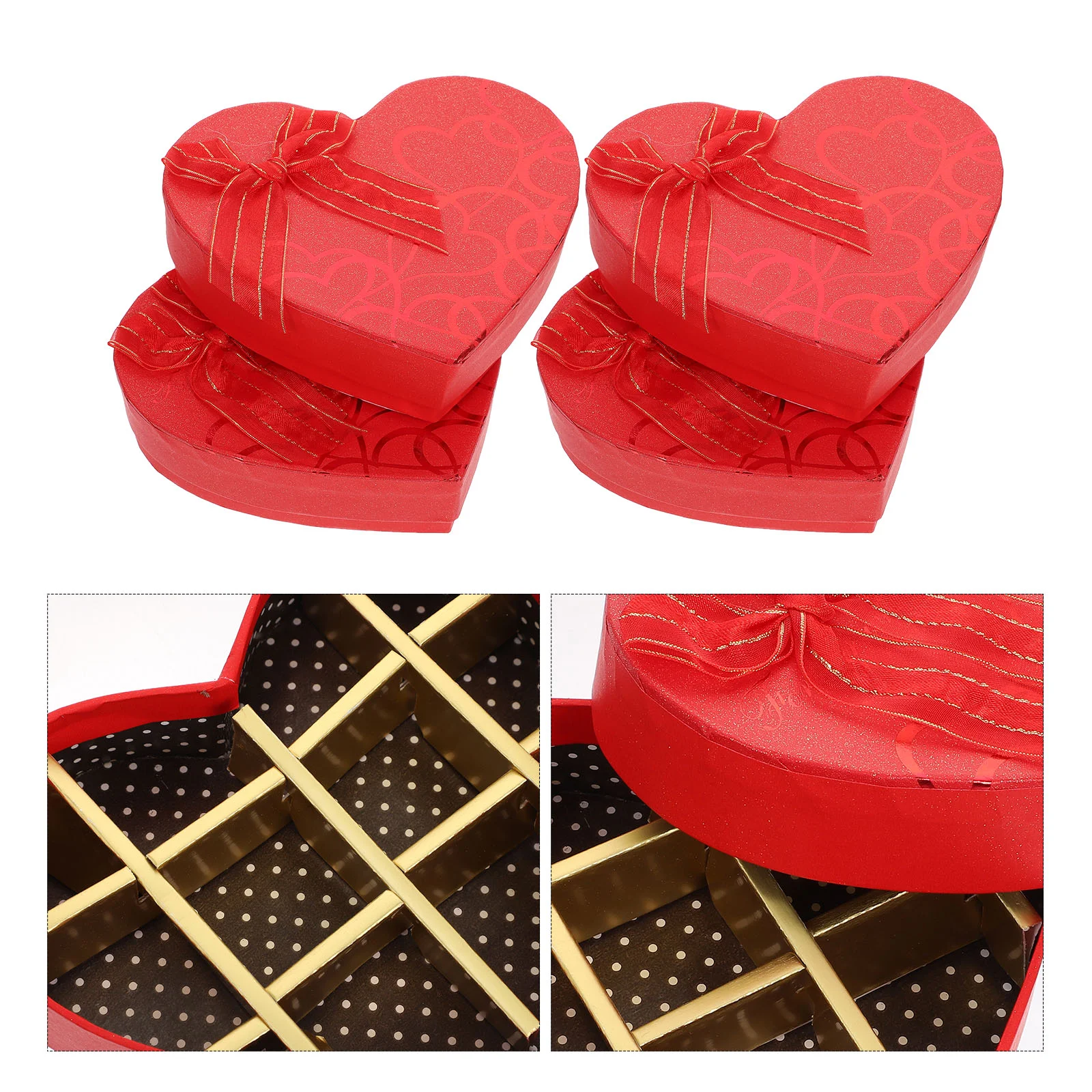 

4 Pcs Heart Shaped Chocolate Box Rhinestone Candy Container Storage Boxes Present Case Packing Gift Paper