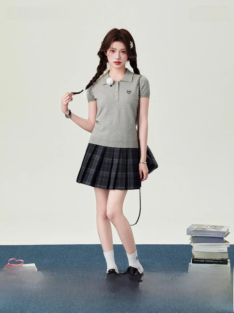 

Slim Fit Knitted ort Sve irt Women's New Arrival 2026 Spring Casual Sle Pure Color Faion Top