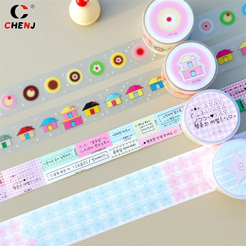 Ins Numbers Letters Tape Stars Numbers Houses Flowers Decorative Adhesive Material Sticker Cute Cartoon School Stationery