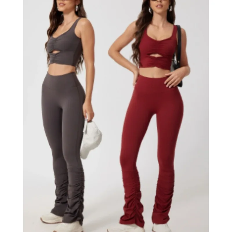 مجموعات اليوغا سلس الرياضة اللياقة البدنية عالية الخصر الورك رفع تشكيل السراويل الصدرية الصدرية دعوى تجريب الصالة الرياضية طماق مجموعات للنساء