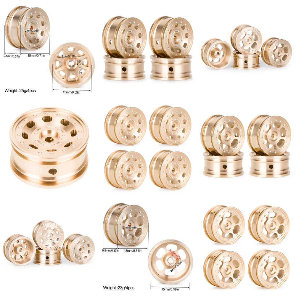 Brass 0.7 Inch Wheel Rim Wheel Hub for AXIAL 1/30 SCX30 RC Crawler Car Upgrades Parts