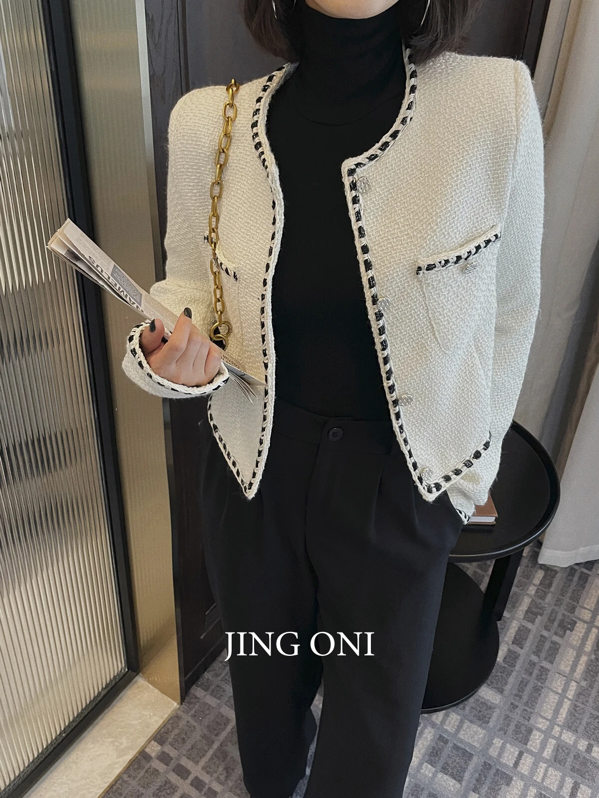 Jaket wol mantel wanita 2023 pakaian Vintage elegan gaya Korea Y2K Fashion crop mewah atasan lengan panjang Trench musim gugur baru