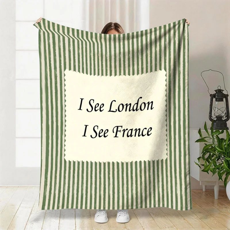 Striped Throw Blanket for Home Decor Living Room Sofa Couch Cozy Throw Pillow Blanket Travel London France Decor Gift