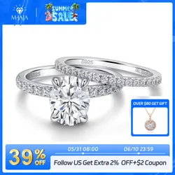 M-JAJA Full Moissanite Engagement Wedding Ring Set for Women 2ct Oval Cut Promise Rings & 925 Wedding Bands Lab Diamond Jewelry