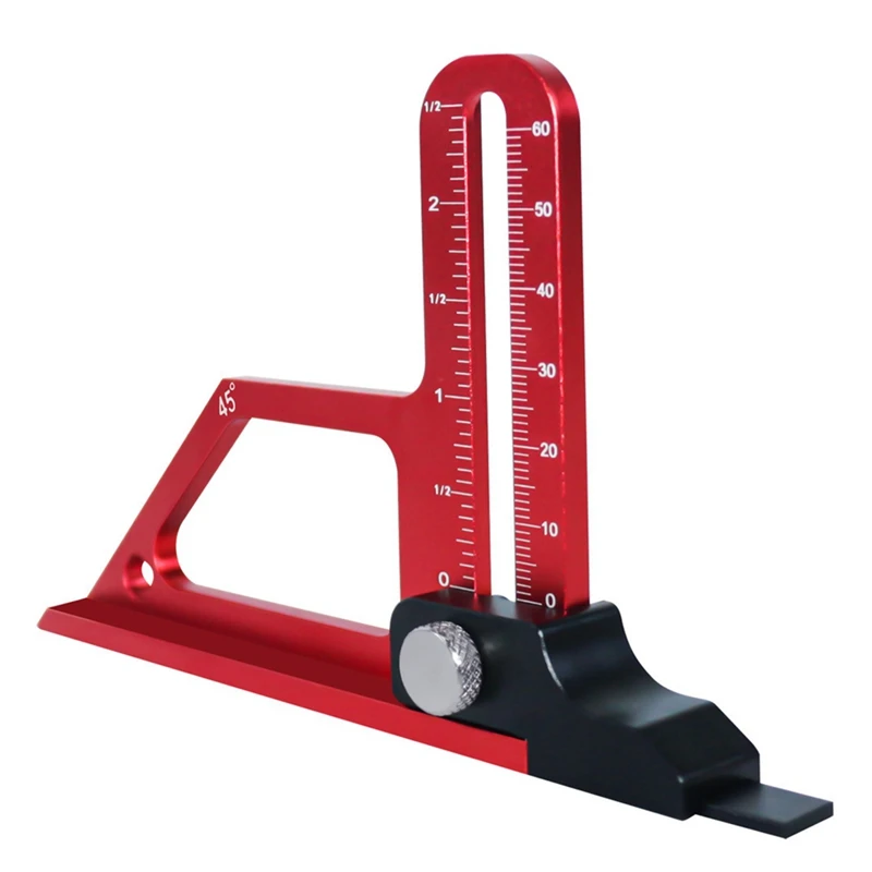 A21I-Router Table Height Gauge 0-60Mm Adjustable Table Saw Depth Gauge,Height Lock Aluminum Measuring Gauge