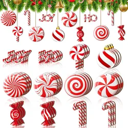 12pcs Christmas Red Candy Wooden Set Gift Decoration Pendant Christmas Tree Fireplace Window Pendant Christmas Party Supplies