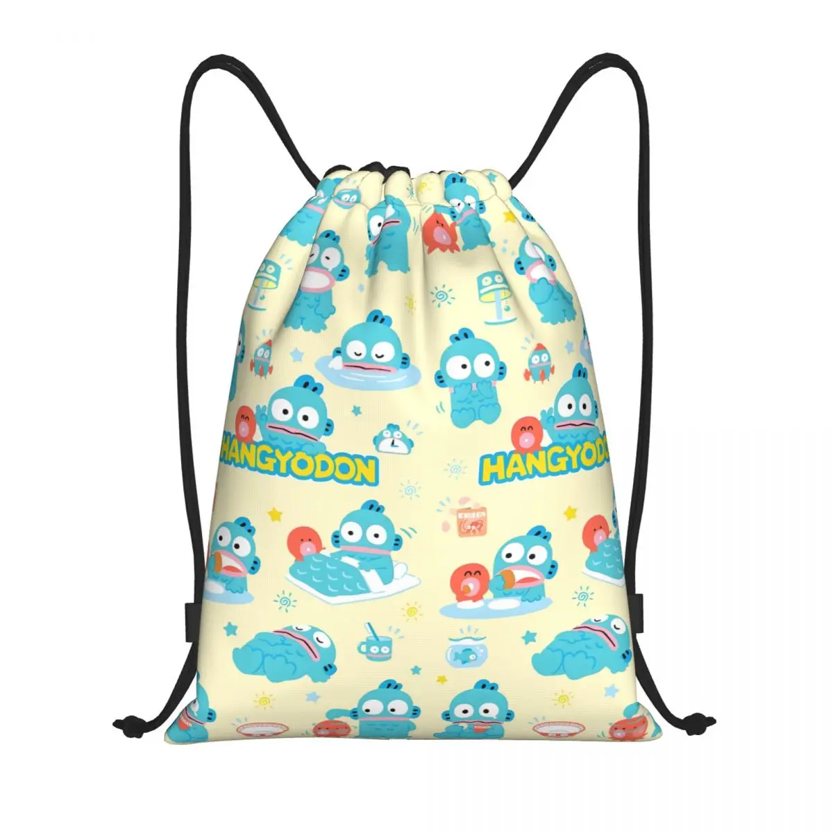 

Custom Hangyodon Drawstring Backpack Women Men Sport Gym Sackpack Portable Cute Fish Training Bag Sack