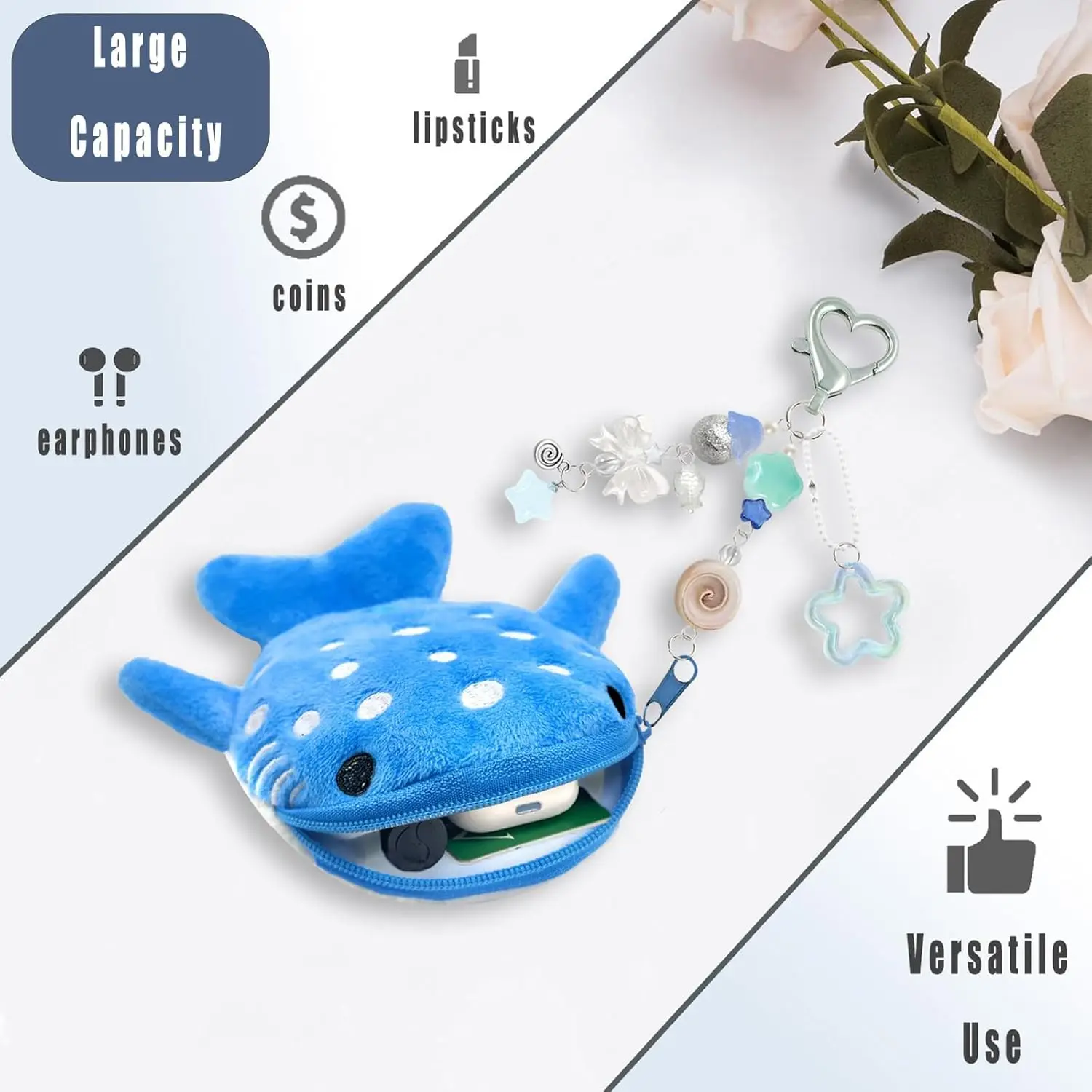 かわいいぬいぐるみコインケース、ジッパー付きキーチェーン、女性向け手作りかわいい小銭入れ