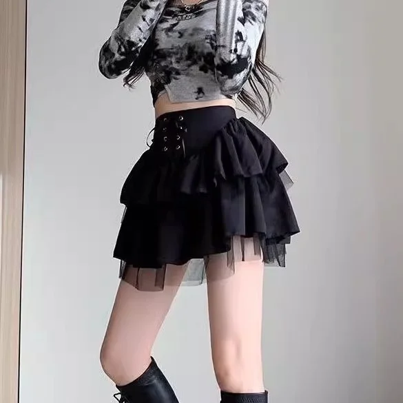 

Юбка Y2K Pure Desire Abi Sle, многослойная, из фатина, пышная, с высокой талией, эластичная, А-силуэт, черная, весна-осень