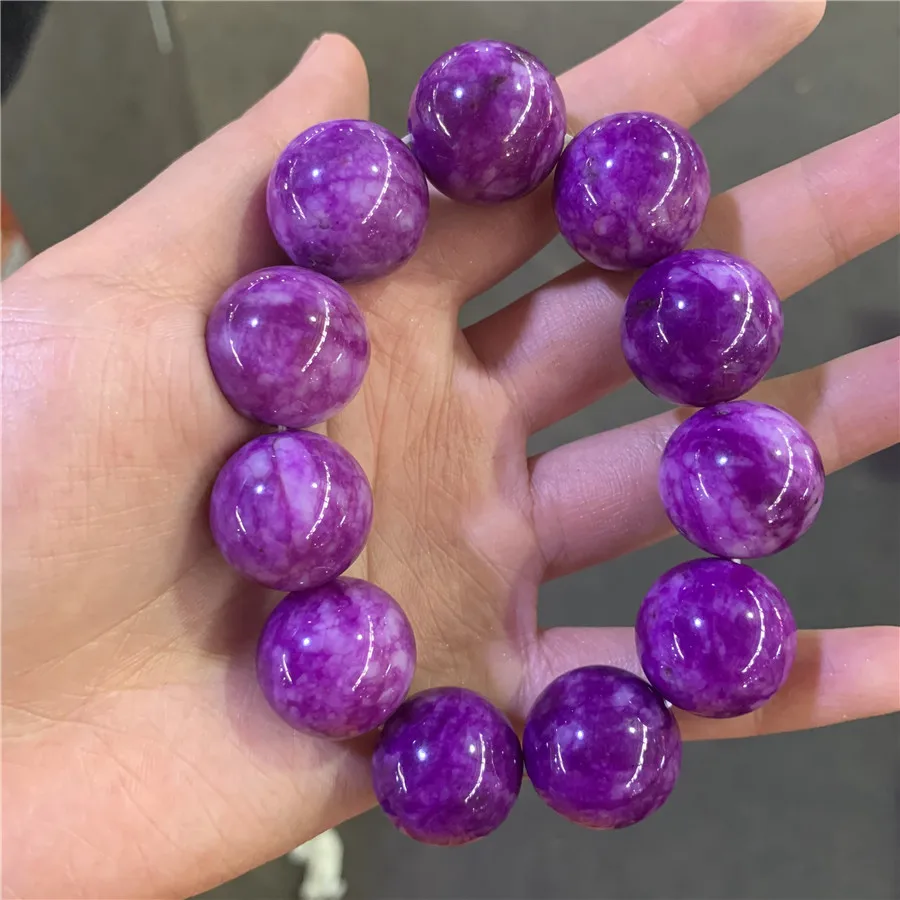 Genuine Natural Burma Jade Bracelet Emerald Jadeite Round Beads Elastic Beaded Bangle Women Purple Jades Stone Amulet Bracelets