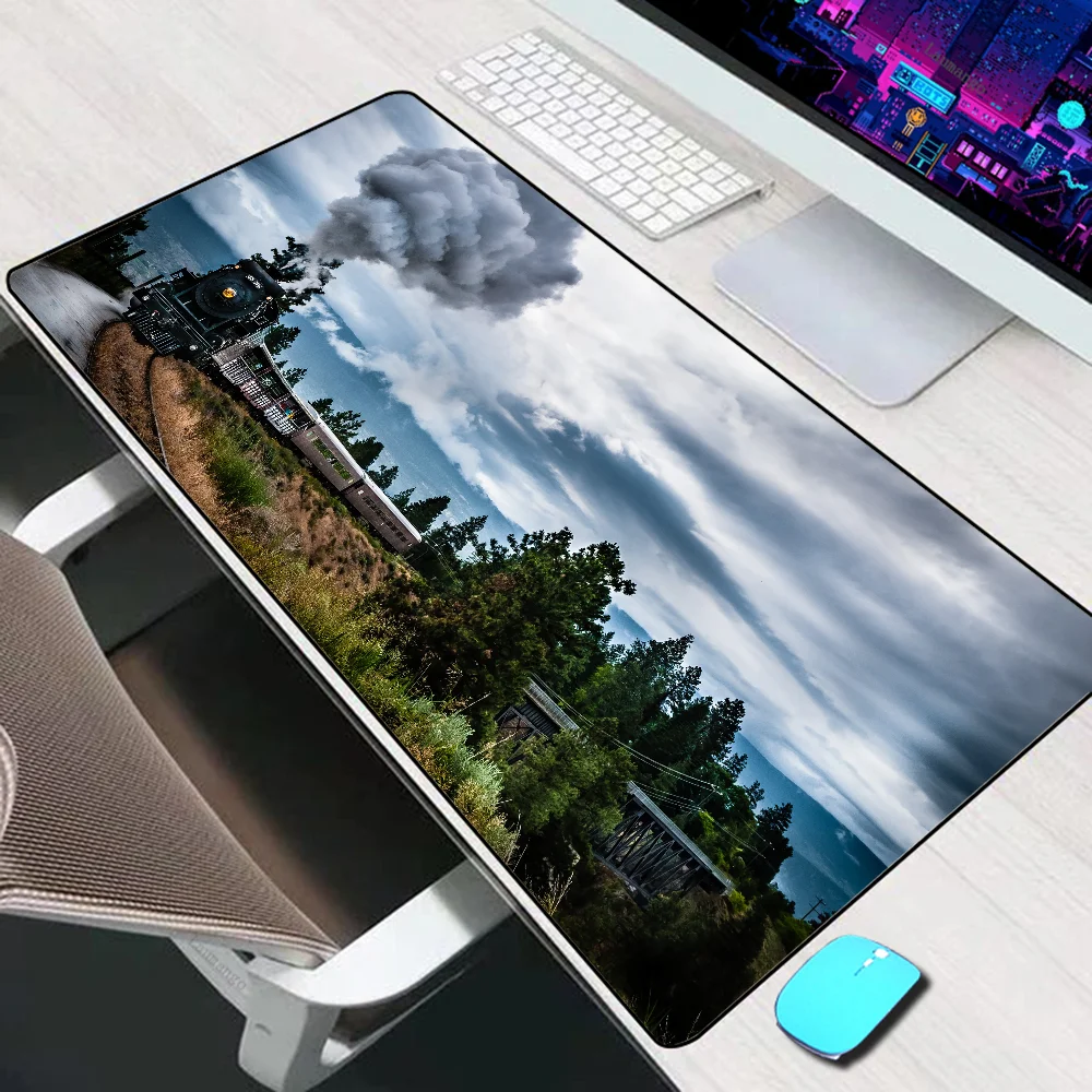 Retro Train Large Mouse Pad Gaming Accessories Mouse Mat Keyboard Mat PC Gamer Desk Pad XXL Computer Mousepad Laptop Mausepad
