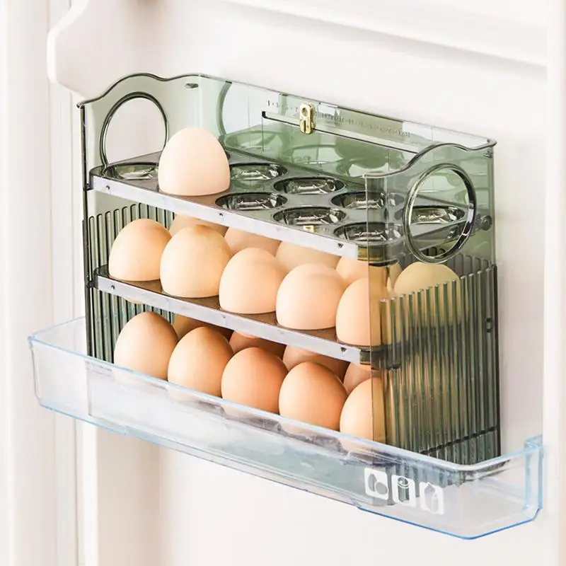 Flippable Egg Holder For Refrigerator Flippable Egg Refrigerator Storage Holder Organizer 3 Layer Refrigerator Side Door Egg