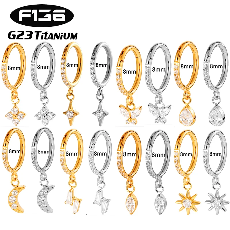 

1PC G23 Titanium 16G Piercing Cartilage Earrings Helix Conch Ear Clip CZ Pendant Lobe Piercing Jewelry For Women 2025 Trending
