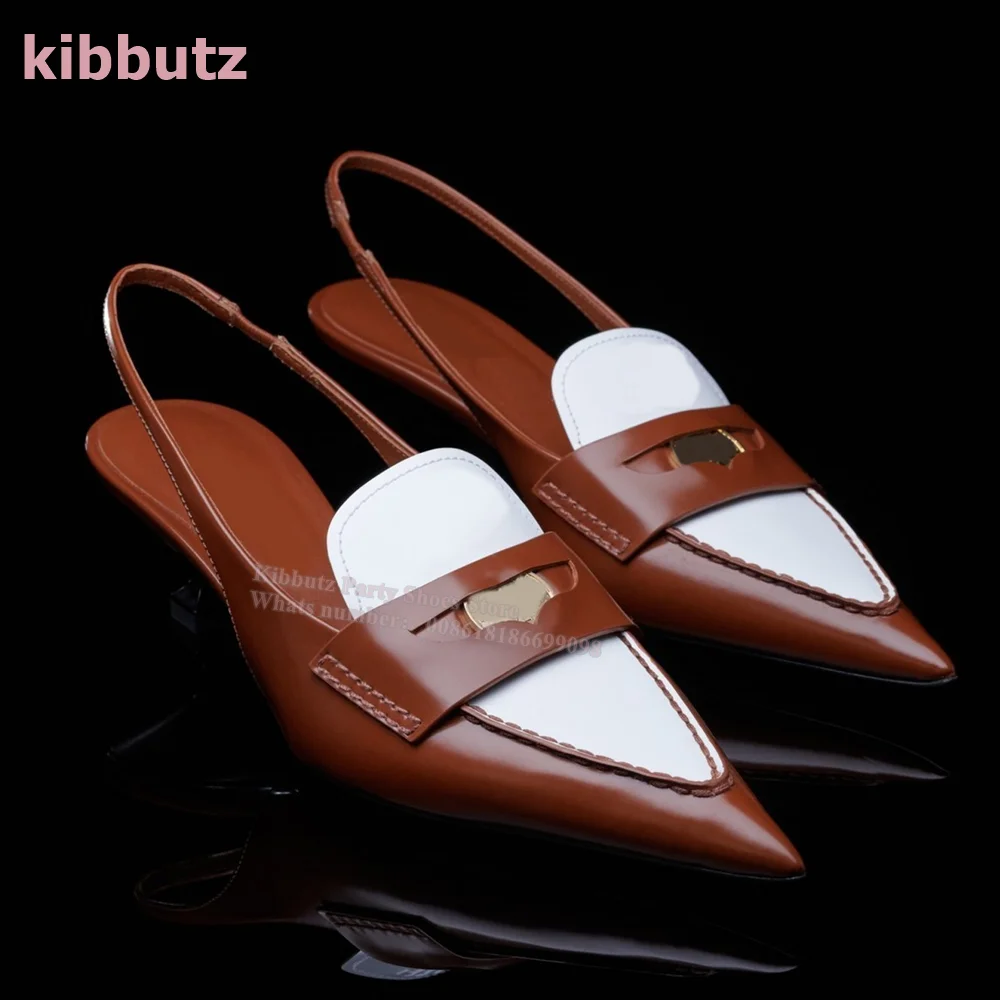 Scarpe singole retrò francesi punta a punta tacco gattino vera pelle colore misto scarpe da donna eleganti Sexy Slip-On alla moda