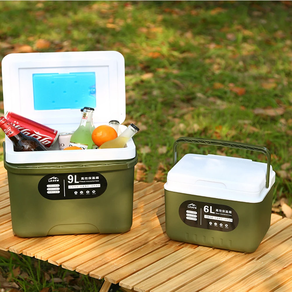 6/9L Household Cooler Box Large Capacity Picnic Ice Bucket Heat Preservation Fresh-Keeping Incubator for Outdoor Camping Fishing