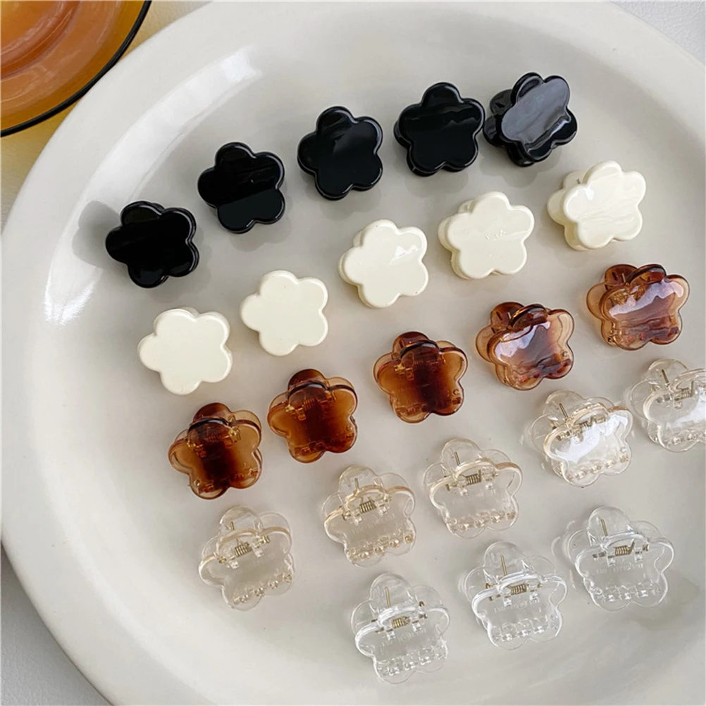 

15pcs ABS Mini Flower Hair Clips for Thin Hair Women Girls Daily Wear Claw Accessories Bright Colors Small Size Firm Hold