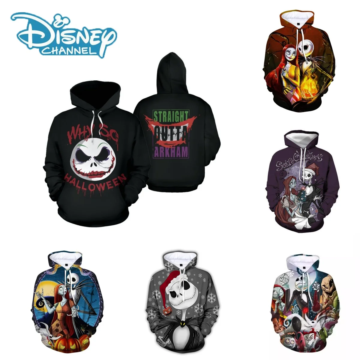 

Disney New Christmas Eve Horror Hoodie Cartoon Peripheral Jack Skeleton Digital Print Halloween Creative Pullover in Stock