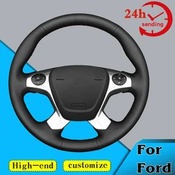 Custom Car Steering Wheel Braid Cover Non-slip 100% Fit For Ford Transit Connect Tourneo Custom Grand Tourneo Connect 2014-2020