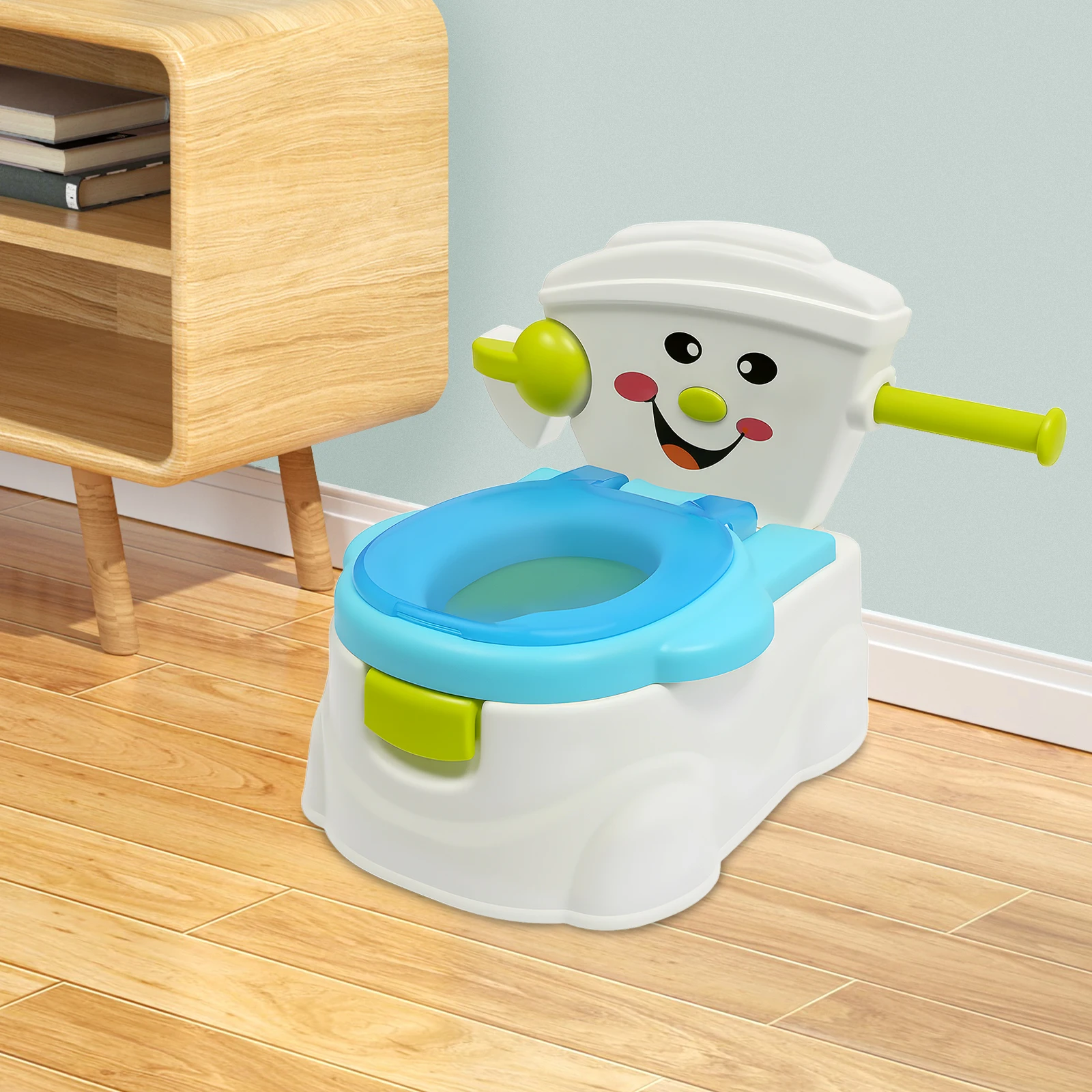 Tragbare Toilette für Kinder, tragbare Toilette, blau/rosa, tragbare Toilette, Töpfchentraining, Toilette für Mädchen und Jungen, Töpfchenstuhl, Toilettensitz – Detail 7