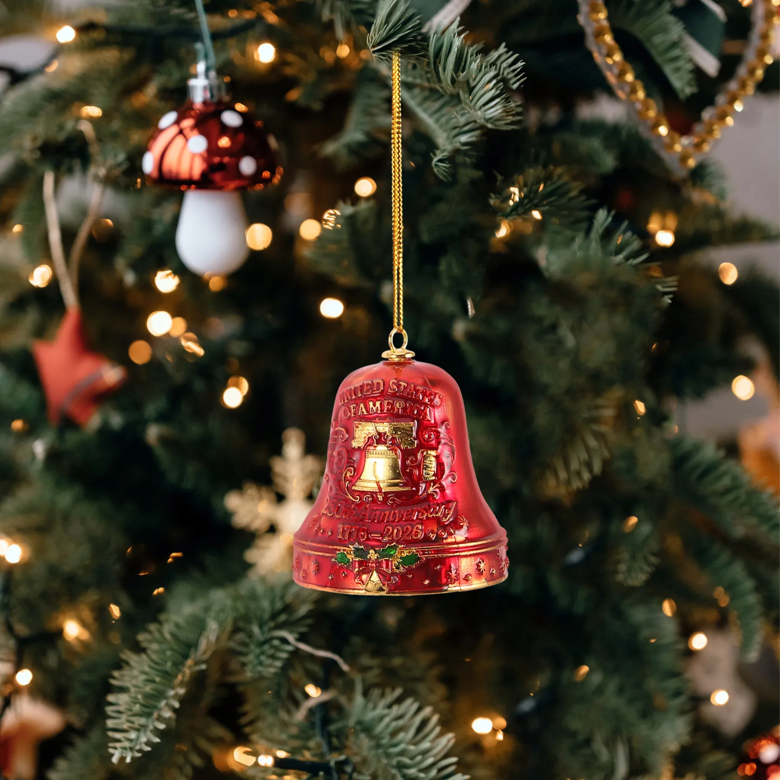 Usa 250Th Anniversary Keepsake Bell Metal Hanging Ornament Classic Patriotic Door Decoration Commemorative