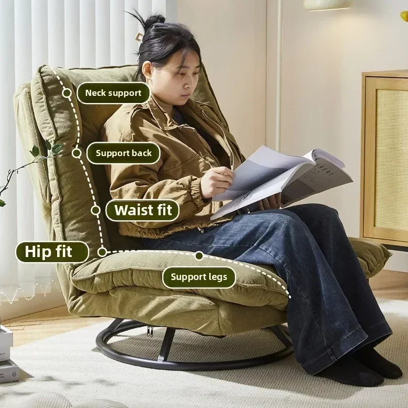 Household Goods New Rotating Sofa Chair, Living Room Balcony Fabric Lazy Sofa Backrest Rotating Leisure Chair Swivel Chair