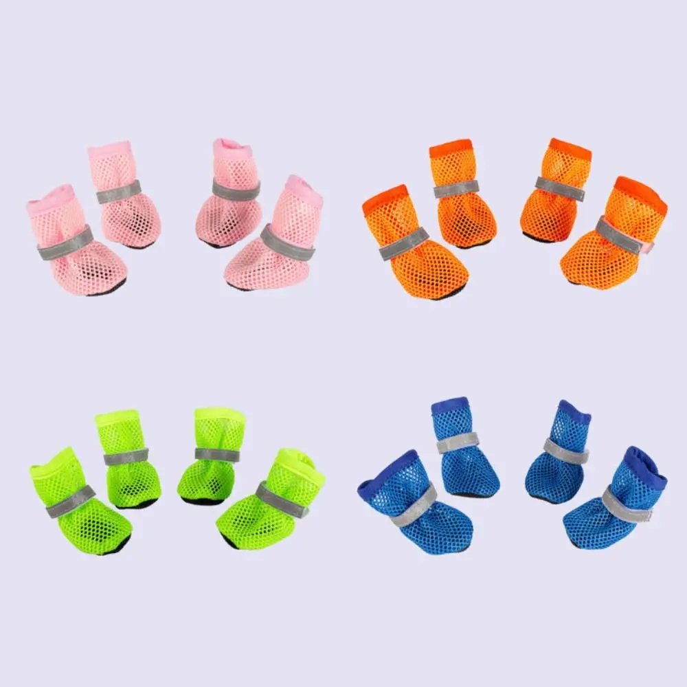 Blue Green Pink Pet Boots Shoes Socks Summer Cloth Rubber Anti-Slip Small Puppy Sock Shoes Adjustable Rain Snow Boots