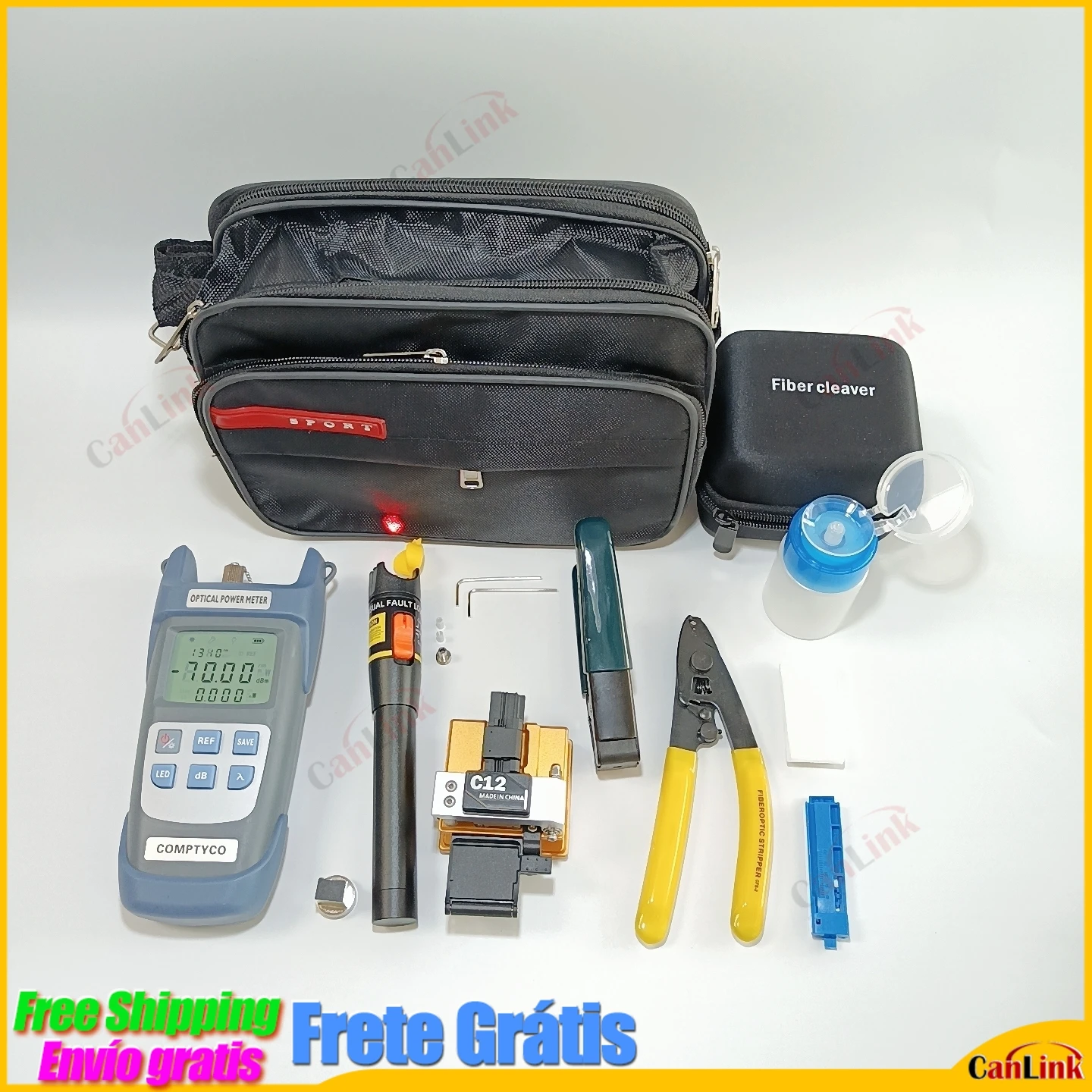 

Canlink FTTH Fiber Optic Tool Kit With Fiber Fibra Optica Power Meter And 10mW Visual Fault Locator C12 FTTH Tool