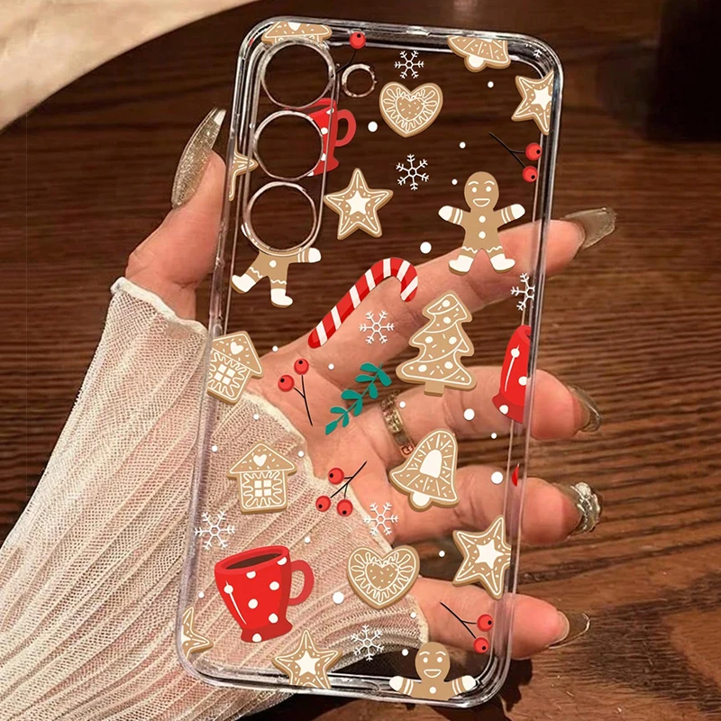 Christmas Tree Patterns Clear Phone Case For Samsung Galaxy A16 A26 A25 A24 A36 A56 A55 A54 S25 Ultra S24 FE S23 Plus S22 Cover