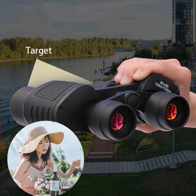 80X80 Binoculars Long Range HD High Power Telescope Portable Professional IPX7 Waterproof Camping Hunting BirdWatching Equipment