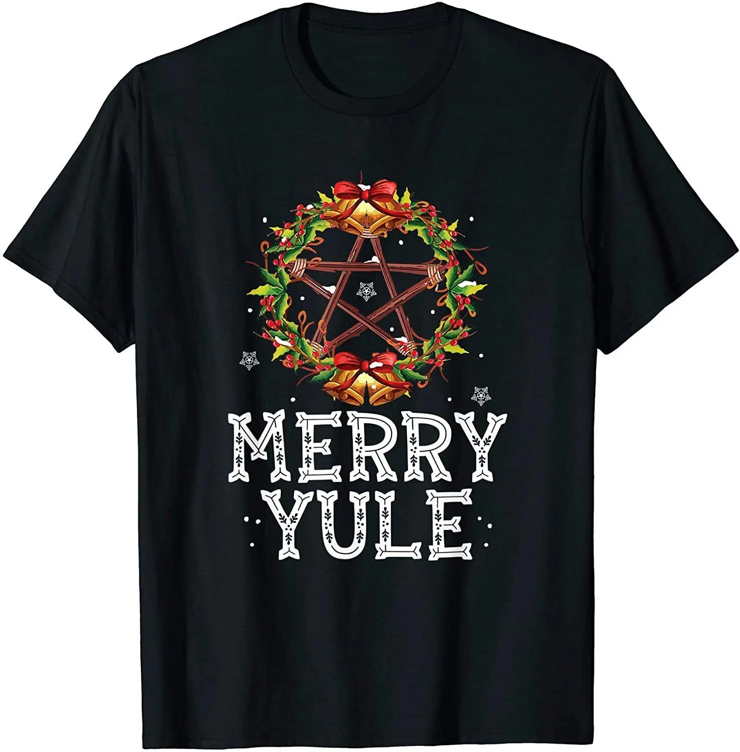 NEW LIMITED Merry Yule - Winter Solstice - Holly Pentagram - Gift T-Shirt long sleeves