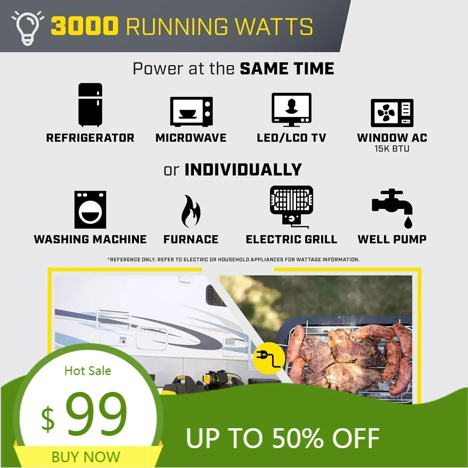 

Портативный инверторный генератор мощностью 4000 Вт для автодома с тихой технологией и защитой CO