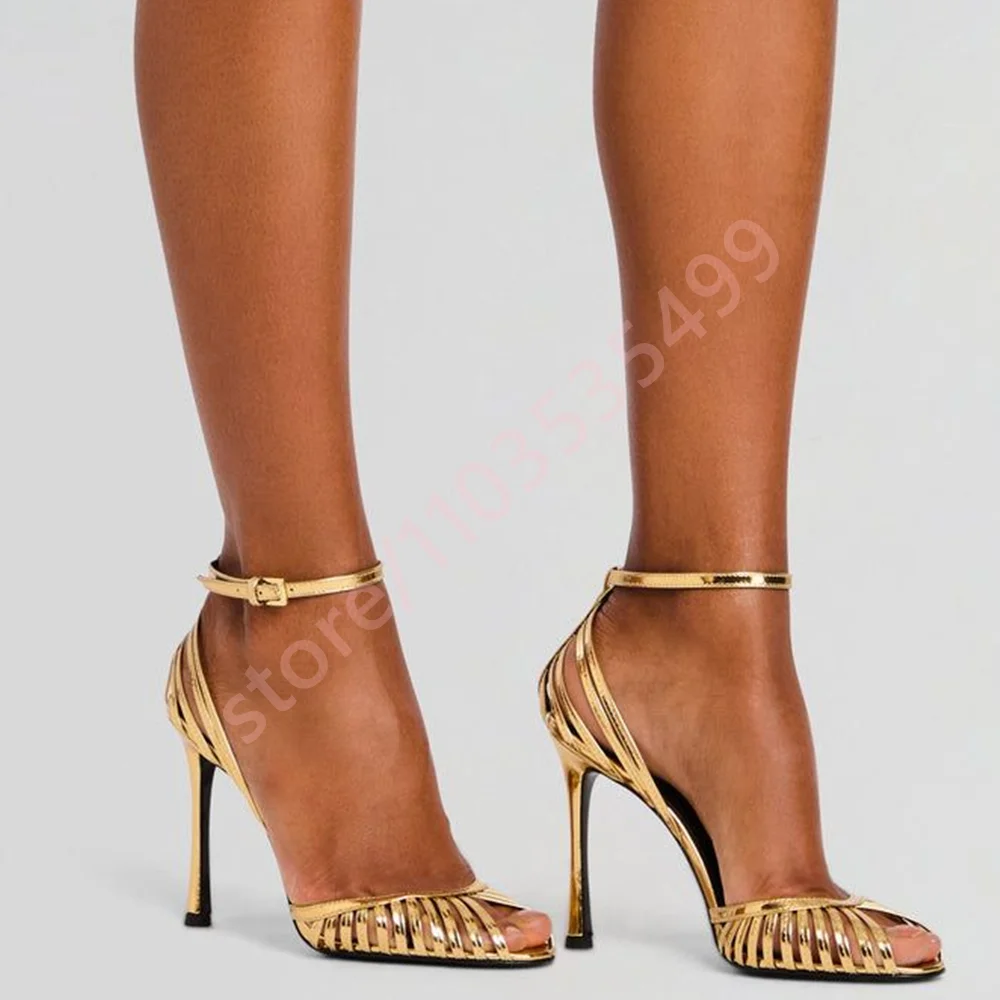 

Сексуальные женские сандалии на шпильке с открытым носком, летние элегантные вечерние полые подиумные сандалии, новые однотонные повседневные римские сандалии с пряжкой