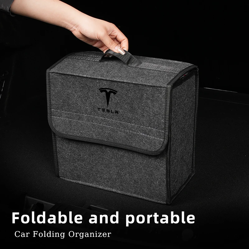 Car Trunk Organizer Folding Anti Slip Compartment Boot Storage Bag For Tesla Model 3 Model S Model X Model Y Roadster Coil